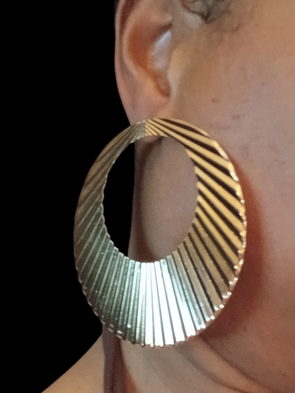 Extra Large Gold Textured Hoop Earrings - Women Jewelry